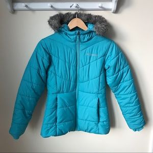 Girls Katelyn Crest Teal Winter Jacket - L 14/16